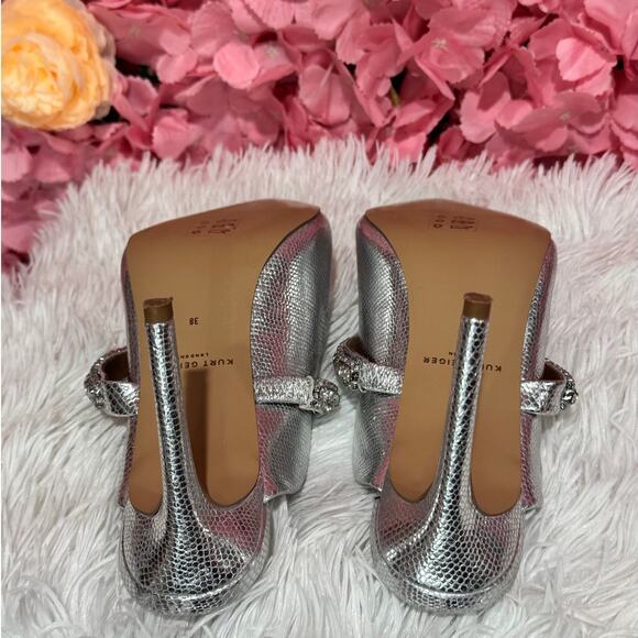 KURT GEIGER Duke Pointed Toe Heels Silver Sz 38 NEW - Picture 8 of 9